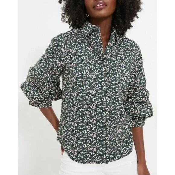 NWT Hyacinth House Noah Green Floral Ruffle Sleeve Button Down Fall Top XXS - Picture 1 of 6